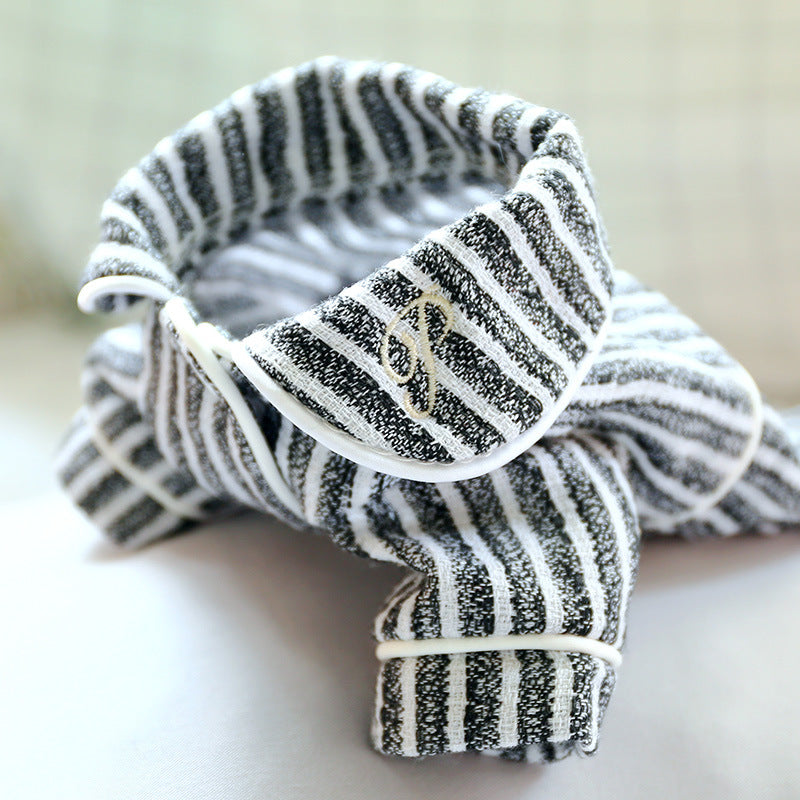 KFX-4261693 Striped Cotton and Linen Pajamas for Dogs and Cats in Pink, Blue, and Black/White