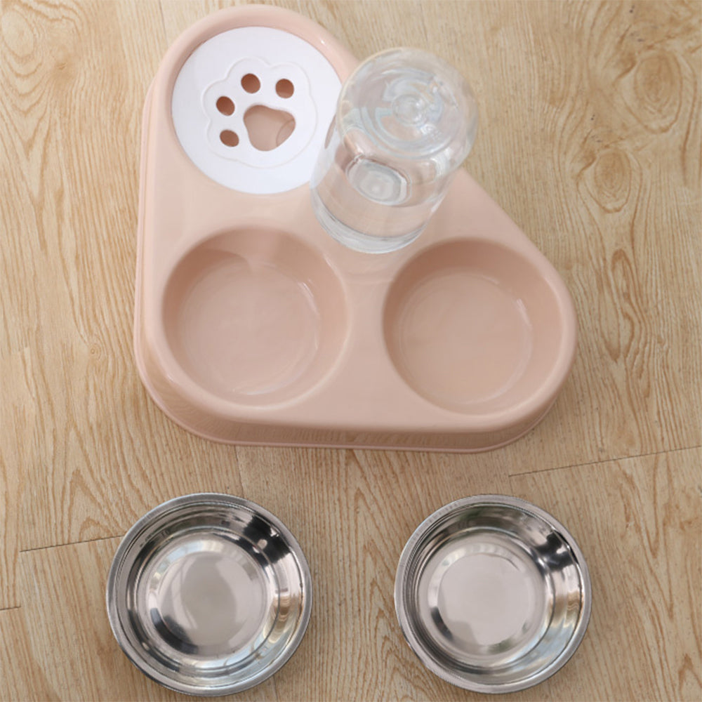 KFX-4270781 Mobile Unplugged Cat Drinking Bowl - PP, PET, and Stainless Steel, Small Size 24.5x24.5x29.5cm, Bowl Size 11x3cm