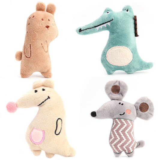 KFX-4303037 Plush Cat Toy with Catnip - Cute Bear, Kangaroo, Crocodile, and Mouse Designs