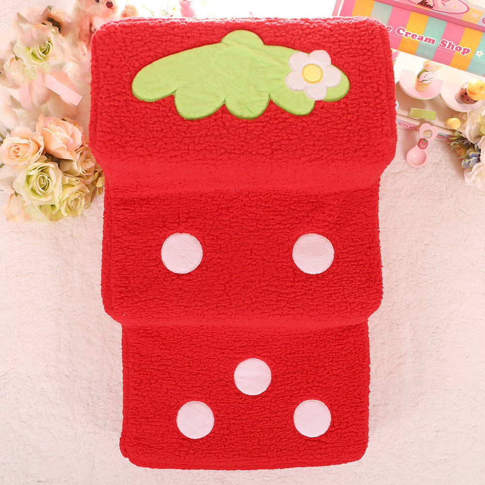 KFX-4318141 Pet Climbing Ladder with Bubble Velvet Dog Steps - Soft Lamb Wool, Pink & Big Red, 65cm Length