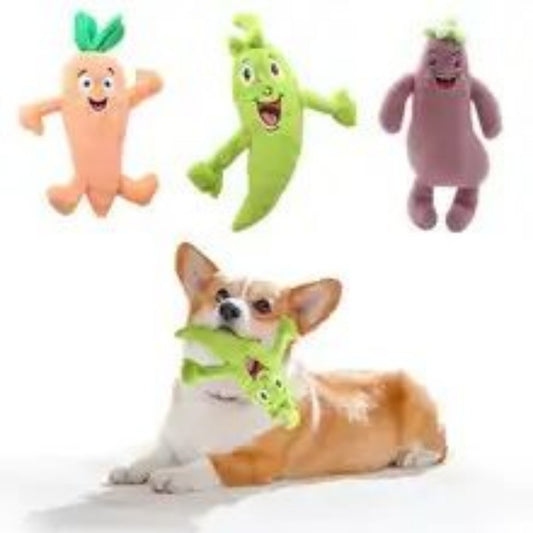KFX-4335805 Soft Plush Squeaky Chew Toy for Medium to Large Dogs - Vegetable Design Pet Accessory