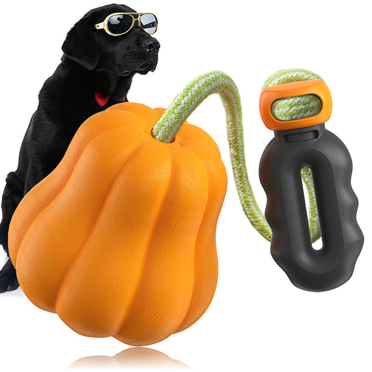 KFX-4356029 Pumpkin Shaped Outdoor Dog Toy with Rope for Long Throws