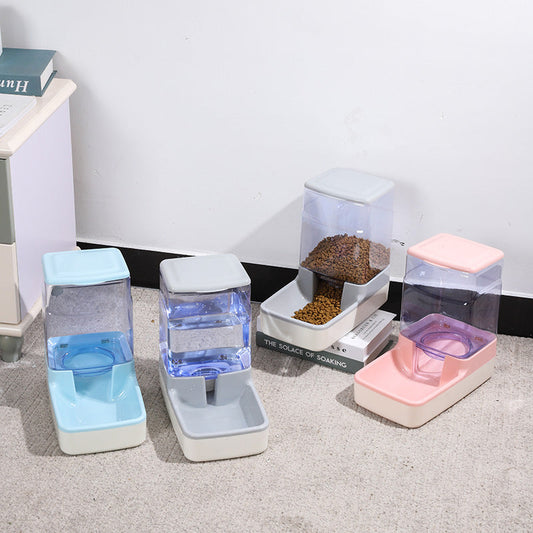 KFX-4364989 Portable Automatic Pet Feeder and Water Dispenser for Cats - Blue, Pink, Gray