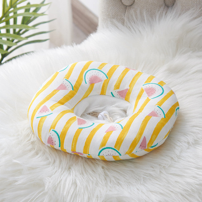 KFX-4403645 Adorable Cotton Pet Hats for Cats – Fun Designs: Pink Rabbit, Dinosaur, Gray Fish, Yellow Watermelon, Cat Face, Pineapple, Green Forest - Size XS to L