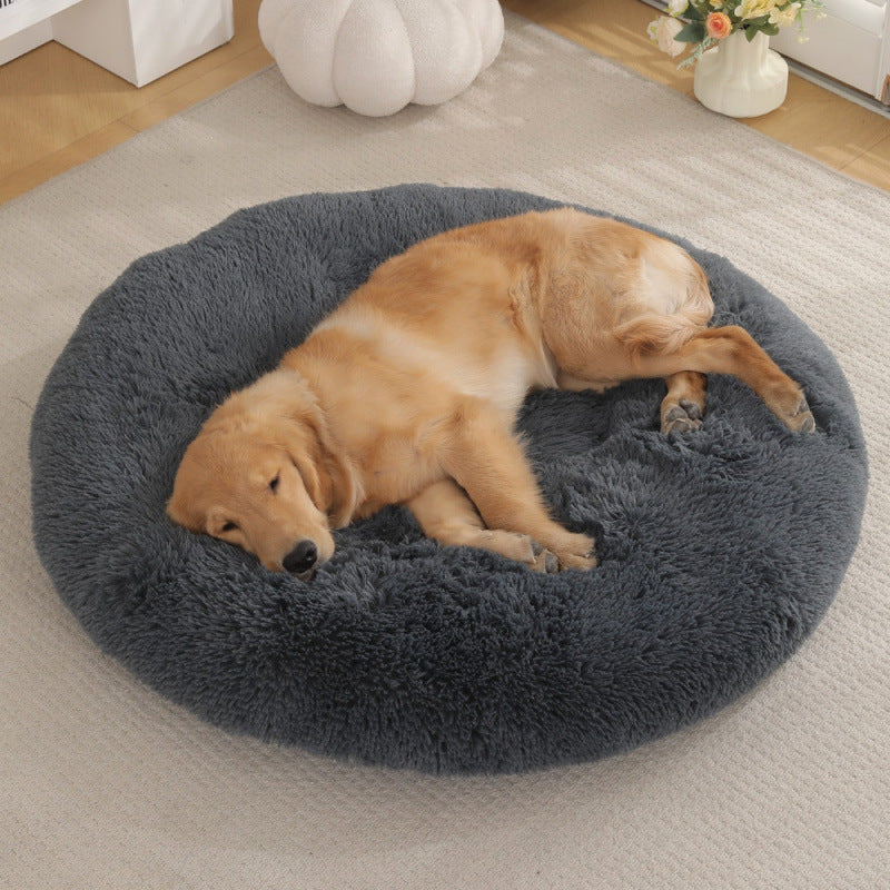 KFX-4406077 Plush Round Dog Mat Bed in Various Colors for Cozy Sleep Environment