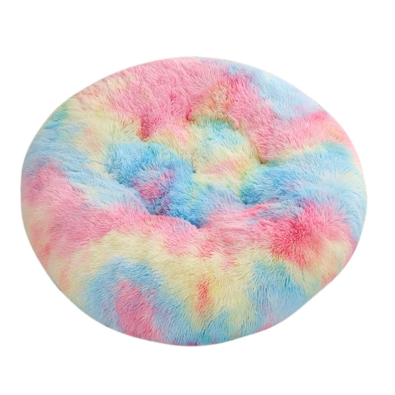 KFX-4406077 Plush Round Dog Mat Bed in Various Colors for Cozy Sleep Environment