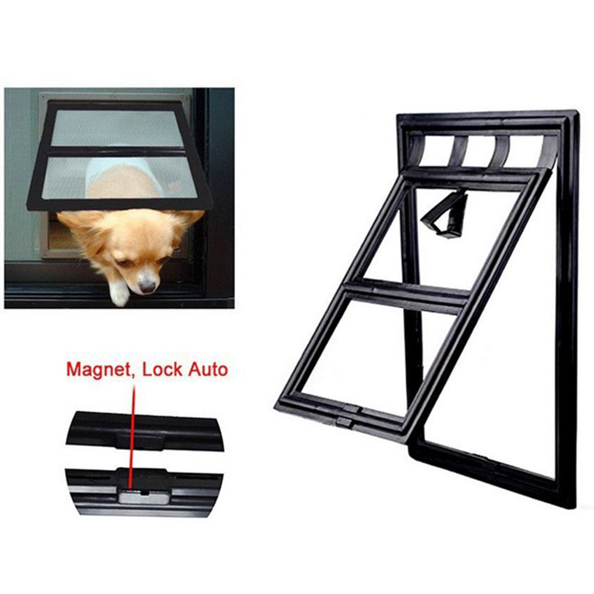 KFX-4443837 Dog and Cat Adjustable Screen Door for Windows – 29CM x 24CM x 1.5CM, Black or White
