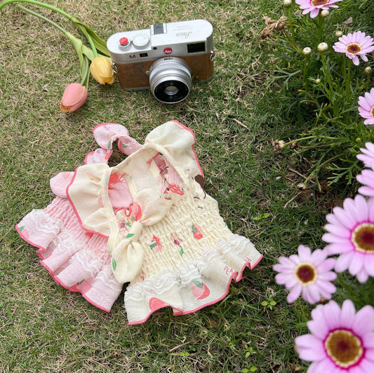 KFX-4459069 Light Yellow and Pink Double Lace Skirt in Cotton, Sizes 2XS to 3XL