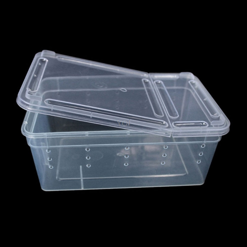KFX-4493501 Transparent Plastic Reptile Feeding Box for Transporting and Raising Amphibians