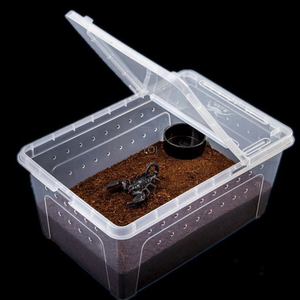 KFX-4493501 Transparent Plastic Reptile Feeding Box for Transporting and Raising Amphibians