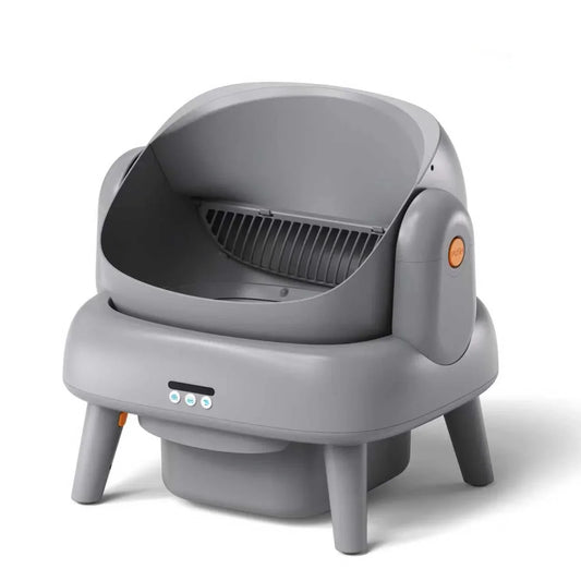 KFX-449939 Automatic Self-Cleaning Waterproof Cat Litter Box with App Control - Stainless Steel, Large Capacity, Oval Shape