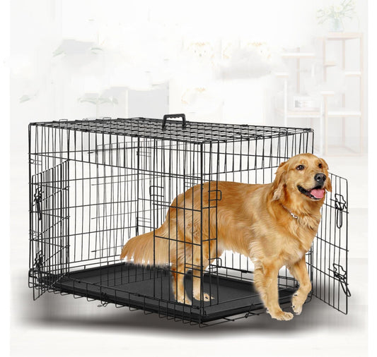 KFX-4509373 Folding Wire Cage for Large Pets - High Gloss Black, 18 Inches (49*28*34cm)