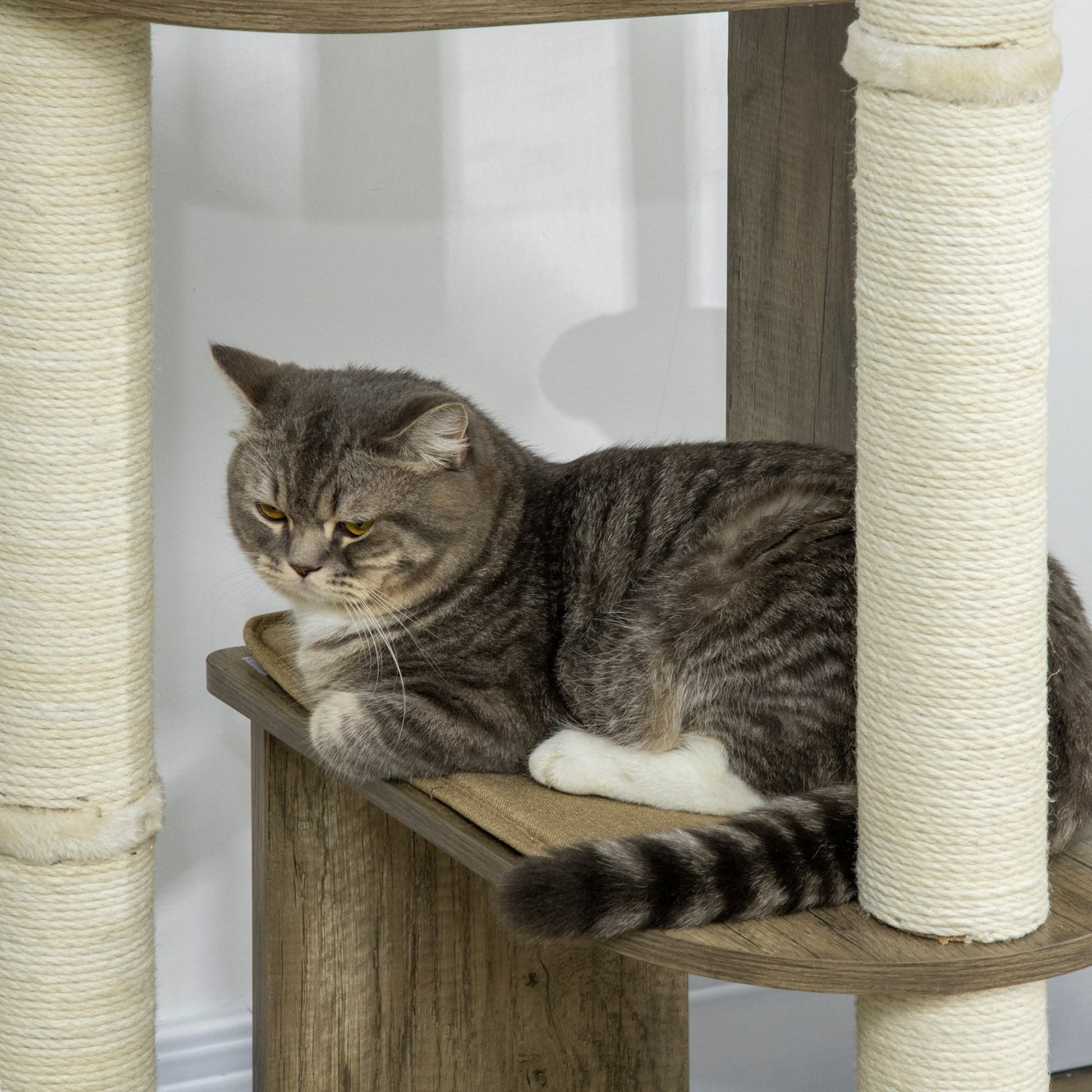 KFX-4520509 65" Corner Cat Tree with Multi-Level Platforms and Sisal Scratching Posts