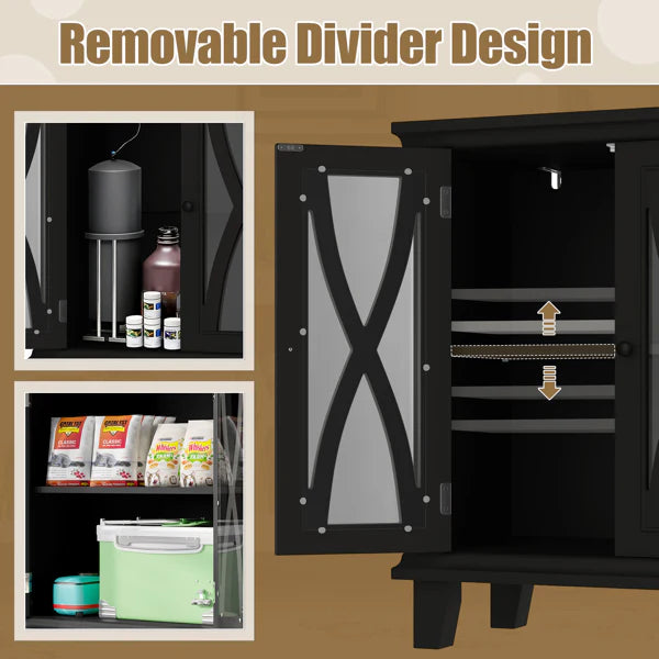 KFX-4591805 20 Gallon Fish Tank Stand with Power Outlets and Adjustable Shelves, Decorative Aquarium Stand with Storage in Black