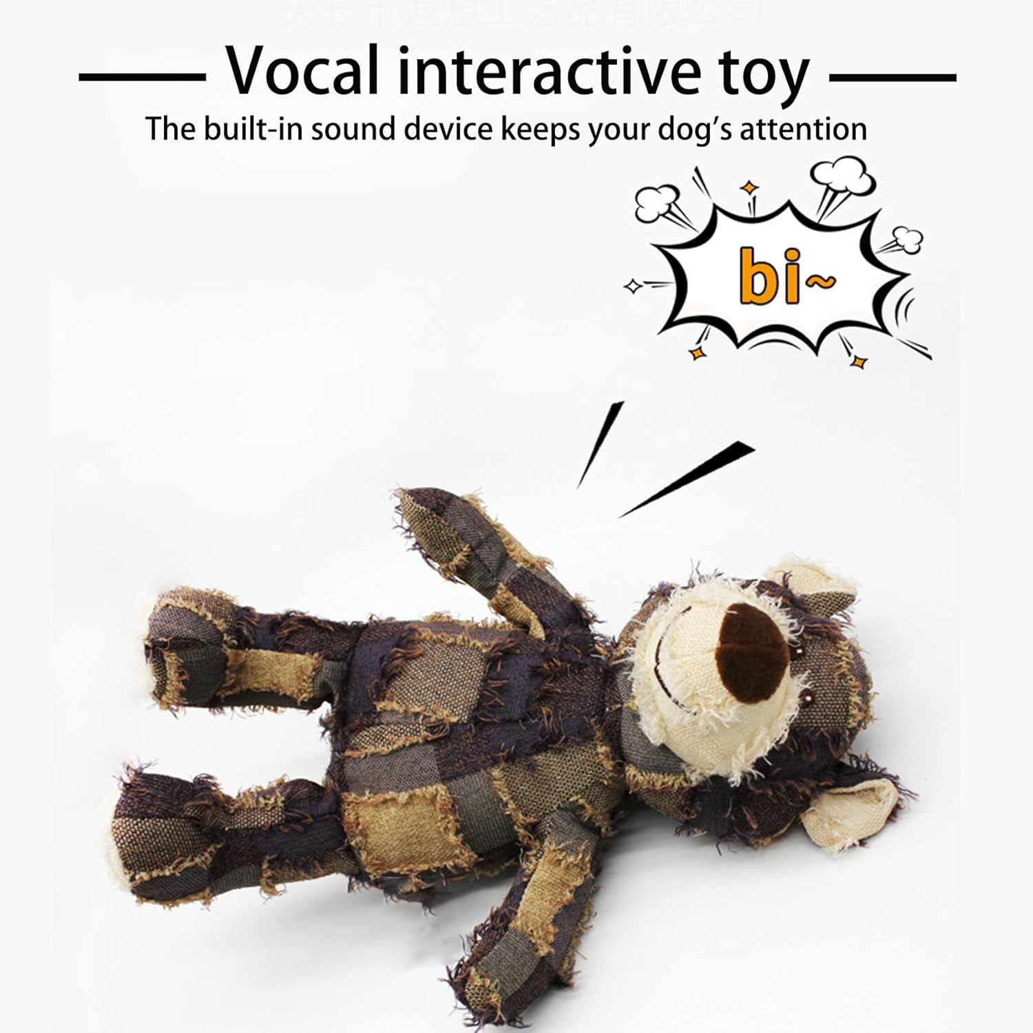 KFX-4597949 Durable Indestructible Dog Toy Bear with Squeaker for Heavy Chewers, Interactive Chew Toy for All Breeds