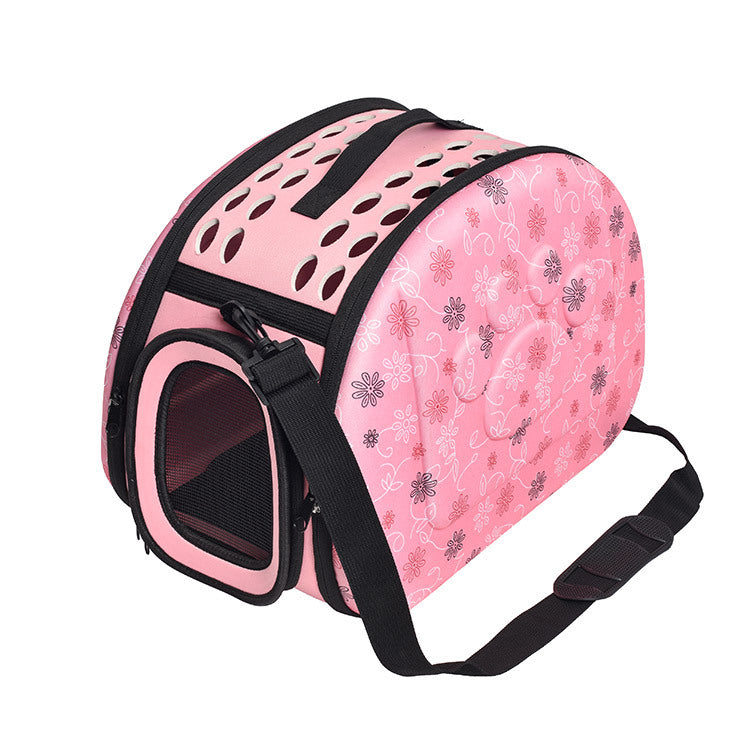 KFX-4640445 Folding Straddle Bag for Pets - Breathable Large Dog Cage Backpack in Pink, Gray, and Yellow, Available in Small and Large Sizes