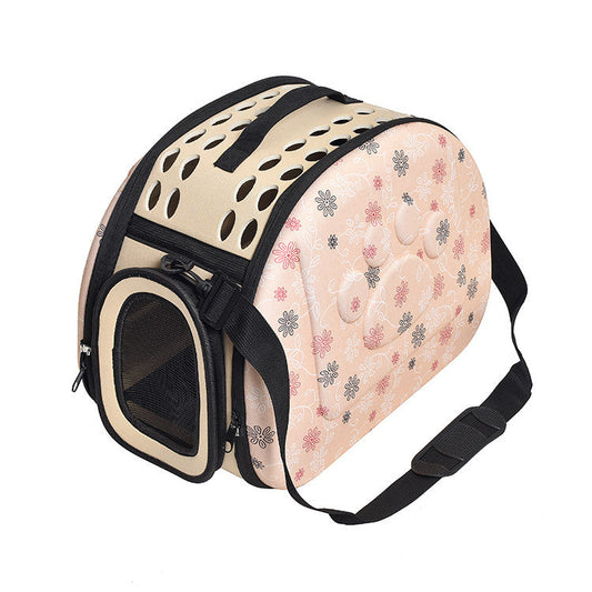 KFX-4640445 Folding Straddle Bag for Pets - Breathable Large Dog Cage Backpack in Pink, Gray, and Yellow, Available in Small and Large Sizes