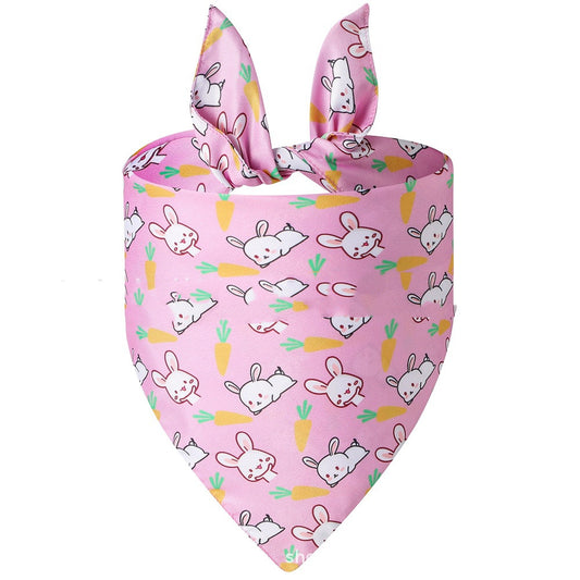 KFX-4741437 Easter Bunny Triangular Bandage Pet Towel for Dogs, Polyester Material, Size L 70*48*48cm