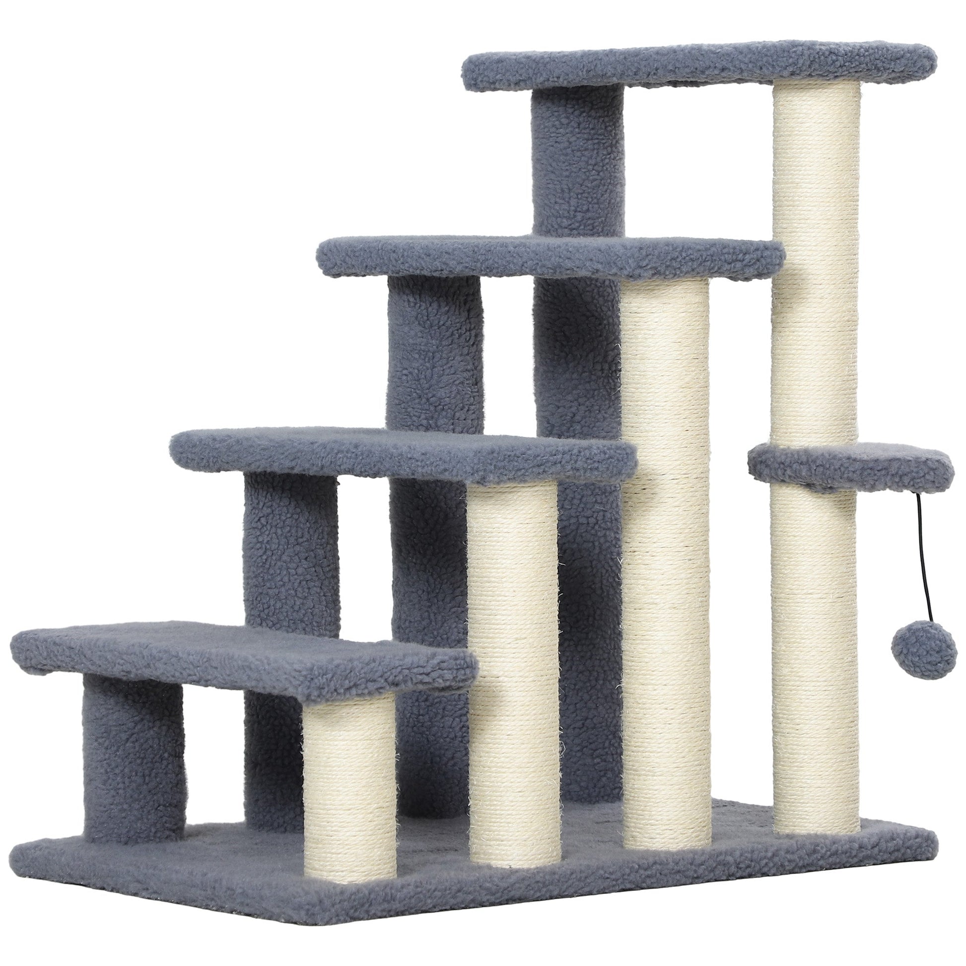 KFX-4848189 4-Level Cat Steps with Scratching Posts for Comfortable Access to Furniture, Gray