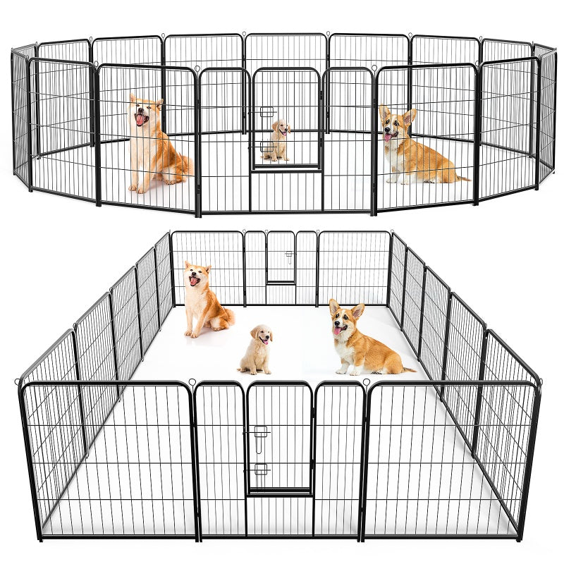 KFX-4875197 Metal Indoor Dog Playpen with Door - Portable Exercise Pen for Small to Large Dogs, 8-Panel Configuration