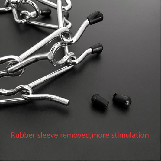 KFX-4907325 Chrome Plated Pinch Dog Collar with Rubber Tips for Training - Adjustable Sizes Available