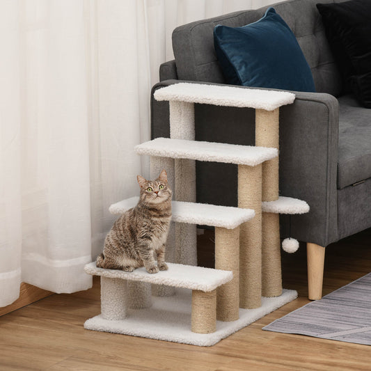 KFX-4913725 4-Level Cat Steps with Scratching Posts for Easy Access and Play