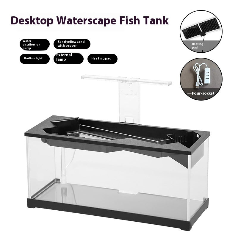 KFX-4952253 Integrated Lazy Aquarium with Acrylic Filter, Water Pump, Lamp, Heating Mat, and External Light