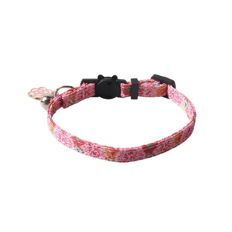 KFX-4960701 Fruit Blossom Series Cat Collar in Various Colors and Patterns, Peach Skin Fabric, 1x28cm