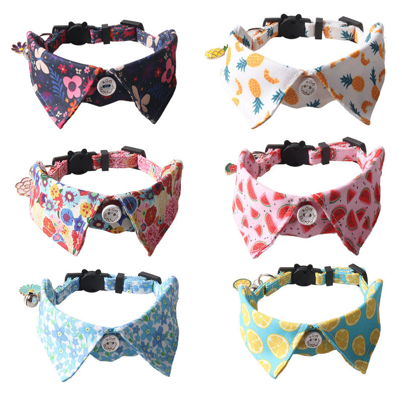 KFX-4960701 Fruit Blossom Series Cat Collar in Various Colors and Patterns, Peach Skin Fabric, 1x28cm