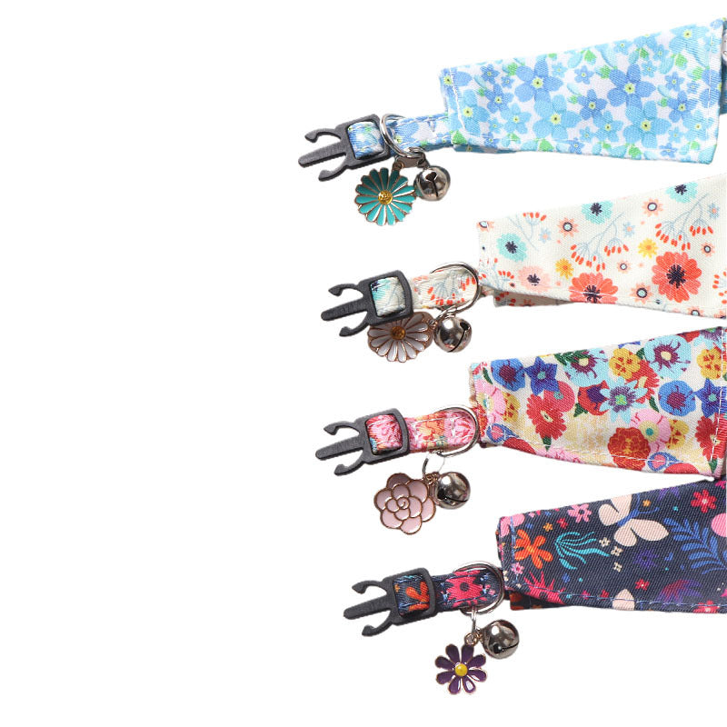 KFX-4960701 Fruit Blossom Series Cat Collar in Various Colors and Patterns, Peach Skin Fabric, 1x28cm