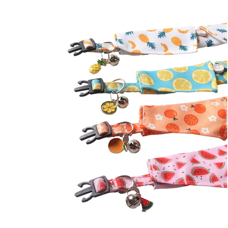 KFX-4960701 Fruit Blossom Series Cat Collar in Various Colors and Patterns, Peach Skin Fabric, 1x28cm