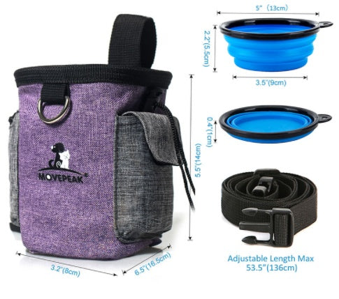 KFX-4987965 Adjustable Portable Pet Training Snack Bag with Multi-Pocket Design and Durable Waterproof Fabric