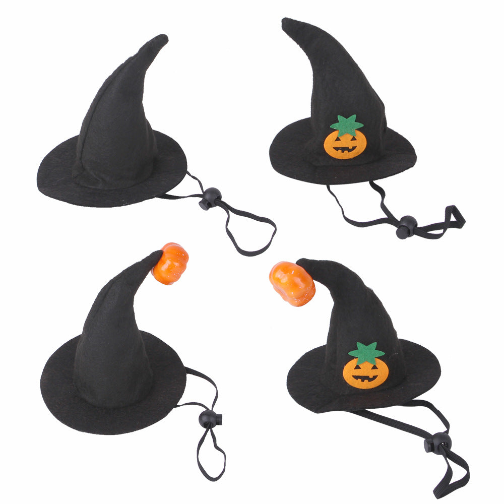 KFX-5007805 Smiling Pumpkin Cat Halloween Hat - Woven Cloth Headgear for Pets