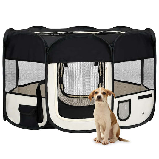 KFX-5040829 Foldable Puppy Playpen with Carrying Bag - Lightweight Steel Frame, Mesh Sides for Good Airflow, Multiple Sizes Available