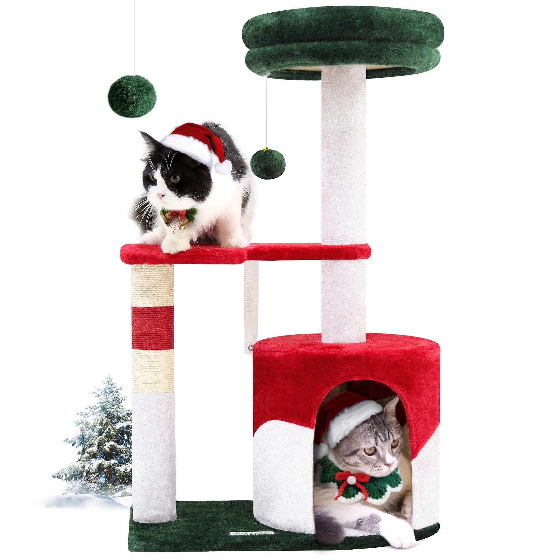KFX-5044797 Christmas-Themed 33-Inch Cat Climbing Frame for Fun and Play