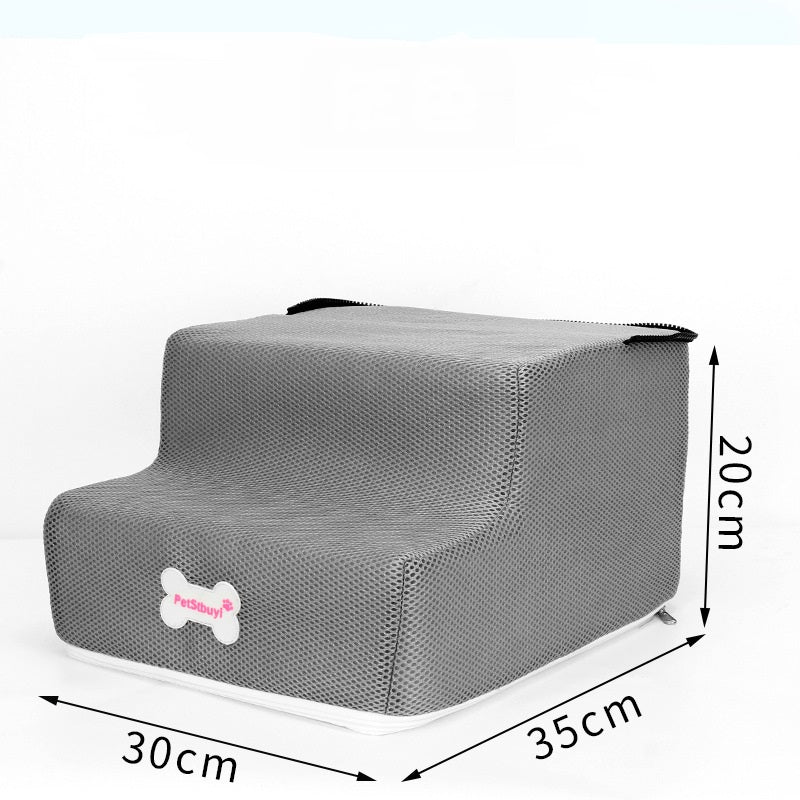 KFX-5071805 Pet Stairs with Breathable Mesh Fabric and High-Density Sponge - Detachable & Non-Slip Climbing Ladder for Dogs and Cats