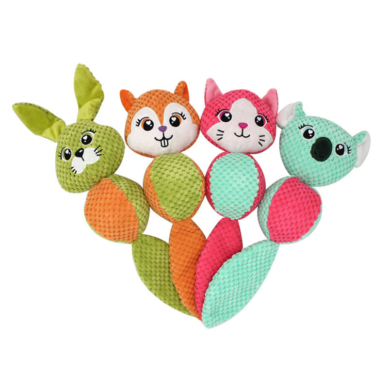 KFX-5089469 Plush Chew Toy for Dogs - Cute Rabbit, Squirrel, Fox & Raccoon Designs