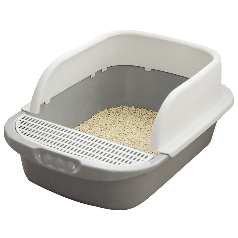 KFX-5099197 Semi-Enclosed Cat Litter Basin for Kittens and Adult Cats - Compatible with Various Cat Litters