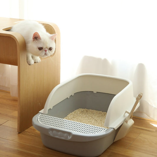 KFX-5099197 Semi-Enclosed Cat Litter Basin for Kittens and Adult Cats - Compatible with Various Cat Litters