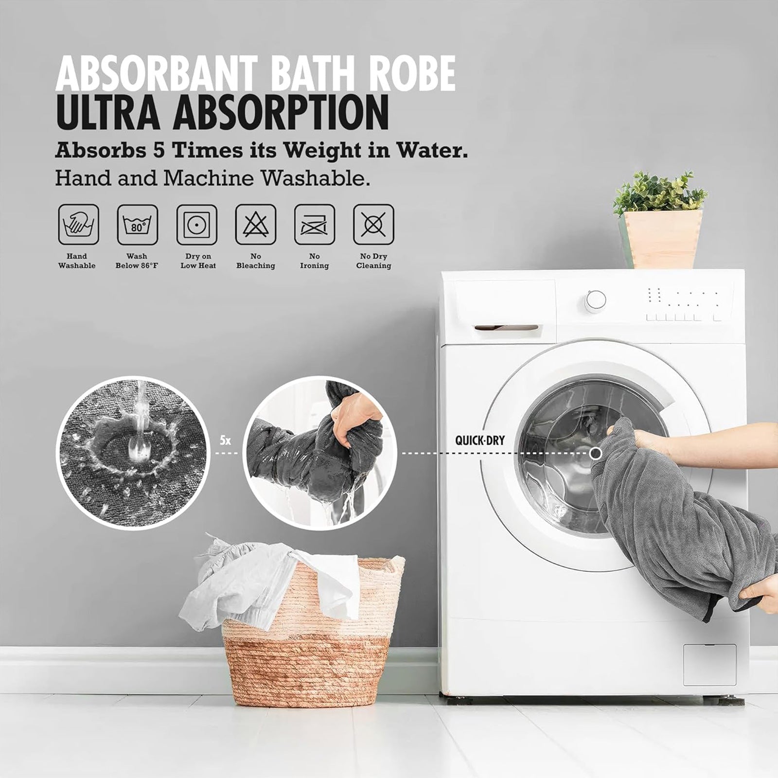 KFX-5100989 Super Absorbent Dog Bathrobe Towel Pajamas for Medium to Large Dogs