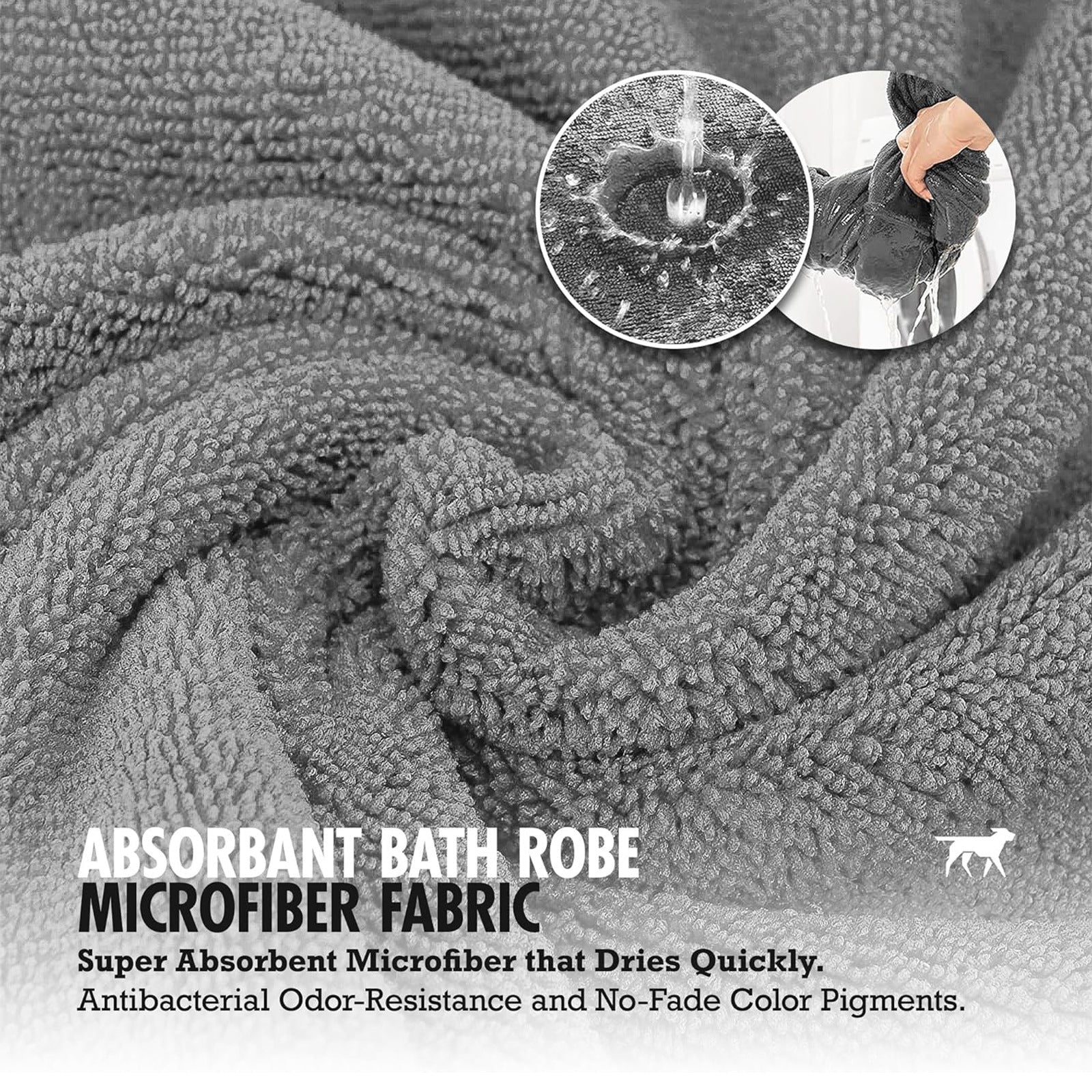 KFX-5100989 Super Absorbent Dog Bathrobe Towel Pajamas for Medium to Large Dogs