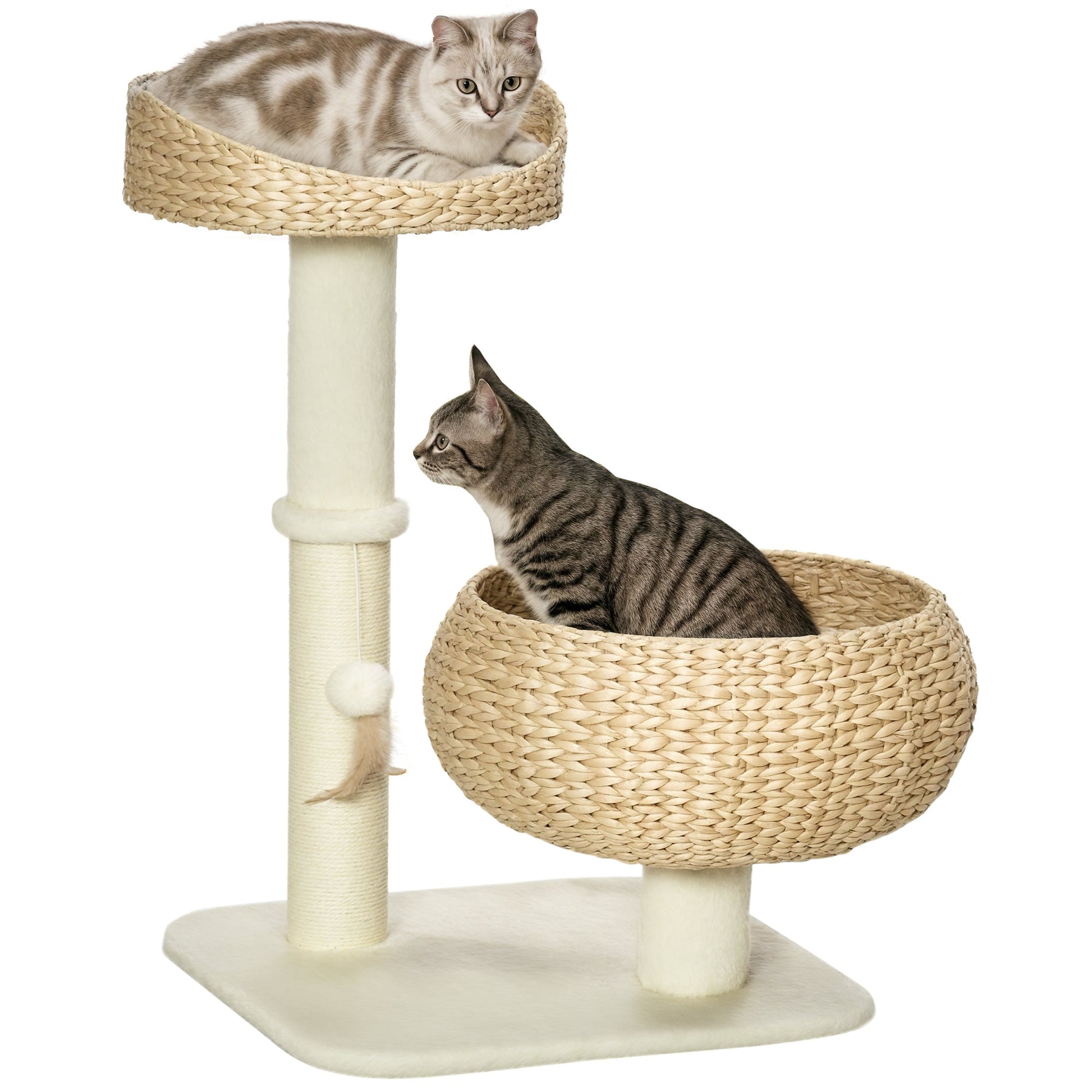 KFX-5143101 28" Elevated Cat Tree with Plush Bed, Sisal Scratcher, and Play Ball for Indoor Cats