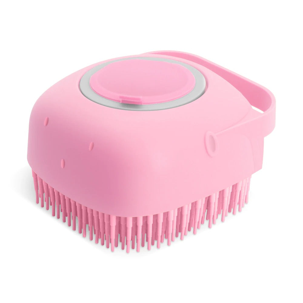 KFX-5170109 Silicone Dog Shampoo Massager Brush for Gentle Cleansing and Massage - Compact Shower Scrubber for Short Hair Pets