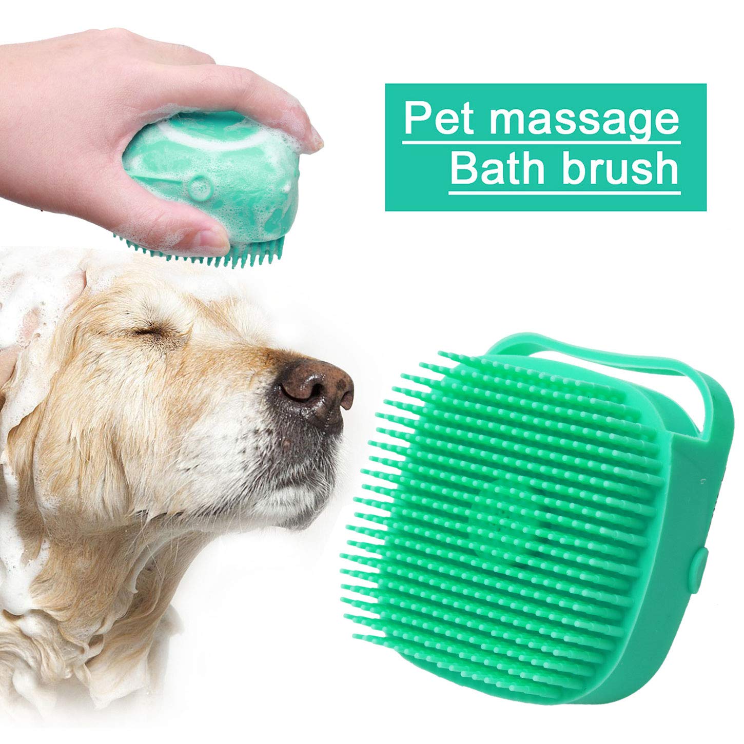 KFX-5170109 Silicone Dog Shampoo Massager Brush for Gentle Cleansing and Massage - Compact Shower Scrubber for Short Hair Pets