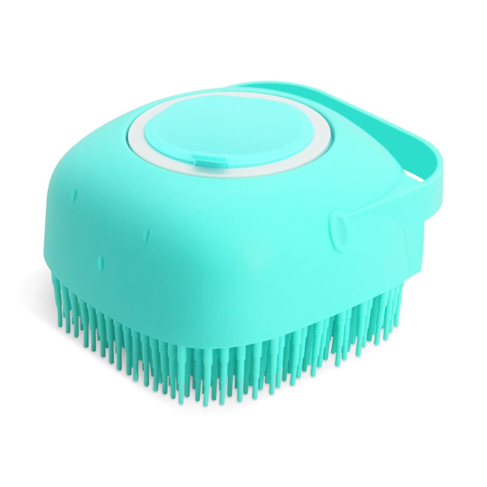 KFX-5170109 Silicone Dog Shampoo Massager Brush for Gentle Cleansing and Massage - Compact Shower Scrubber for Short Hair Pets