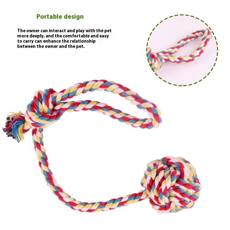 KFX-5306301 Durable Cotton Rope Toy with Ball for Interactive Pet Play