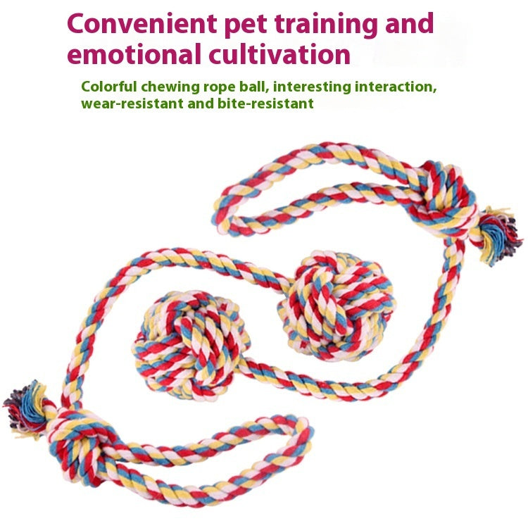 KFX-5306301 Durable Cotton Rope Toy with Ball for Interactive Pet Play