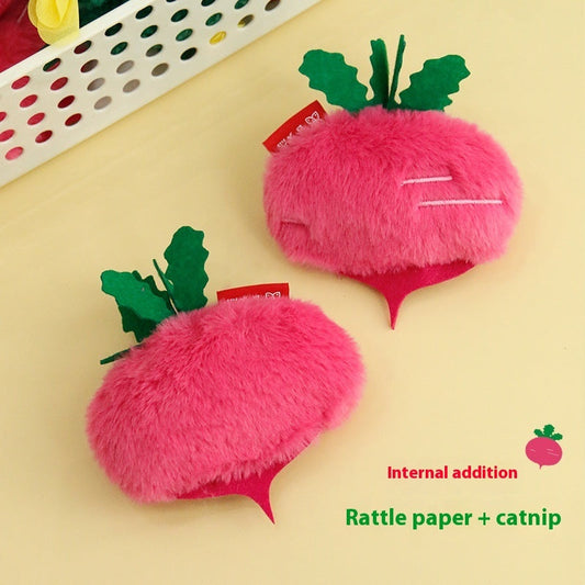 KFX-5318845 Plush Radish and Cucumber Cat Toys - Bite-Resistant Vegetable Simulation