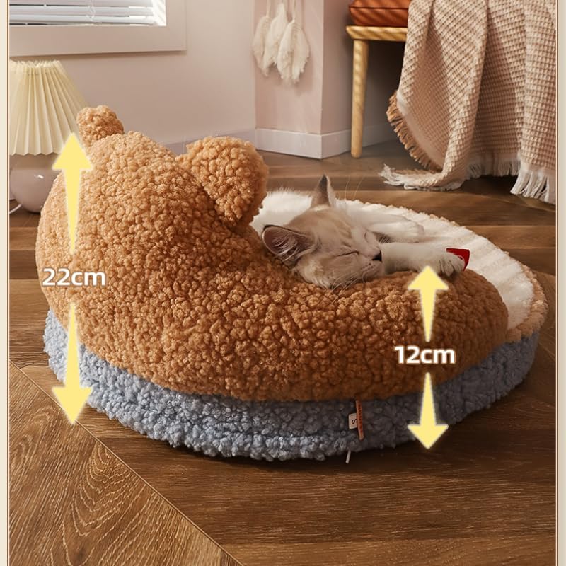 KFX-5333949 Cozy Washable Cat Bed with High Backrest and Non-Slip Base for All Seasons