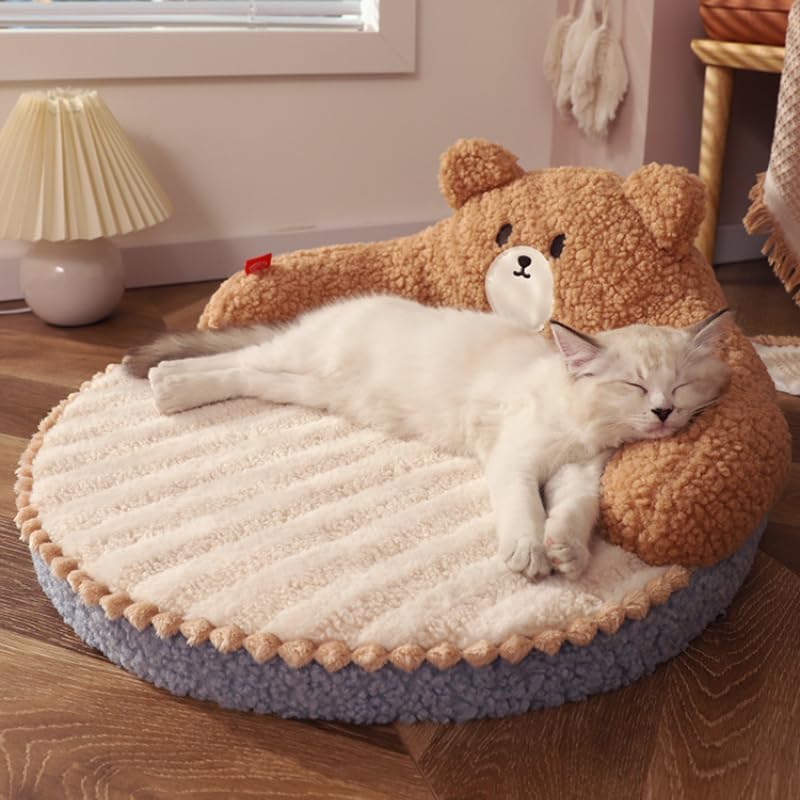 KFX-5333949 Cozy Washable Cat Bed with High Backrest and Non-Slip Base for All Seasons